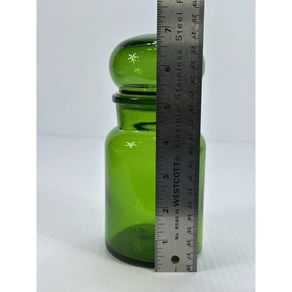 Vintage Green Canister‎ Bubble Lid Glass Jar Mid Century Modern Made in Belgium